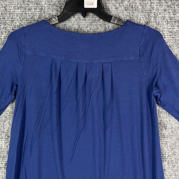 J Jill Shirt Small Womens Blue Oversized Tee Basic‎ 3/4-Sleeve Casual Pleated - Picture 4 of 10